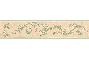 Livingwalls Bordüre Meistervlies Borte 5,00 m x 0,13 m beige braun grün Made in Germany 789426 7894-26