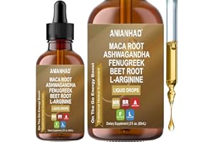 ANIANHAO Organic Maca Root Liquid Drops with Ashwagandha, Fenugreek, Beet Root and L-Arginine Liquid Multivitamin for Women and Men - Maca Root Supplement Drops, 1 Month Supply