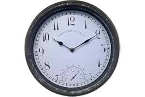 HH Home Hut Outdoor Garden Wall Clock Thermometer And Humidity Meter Ornament Weather Resistant 31cm