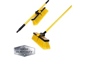 Heavy Duty Garden Brush Yard Brush | Industrial Garden Broom | Telescopic Handle Stiff Yard Brush | Hard brush for yard, garden, terrace | 145 cm long adjustable handle Yard Broom | TuulKIT