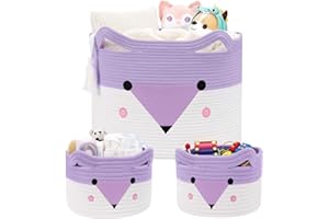 AXHOP Large Toy Storage Baby Basket 3 Pack, 50x35cm Woven Baby Laundry Blanket Basket, Teddy Storage for Kids, Dog, Cat.