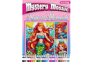 Mystical Mermaids Mystery Mosaics Color by Number: 50 Pixel Art Creations for Mindfulness and Joy (Mystery Mosaic Color By Number Collection)