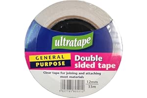 ABBEYSHAKE general purpose double sides/sided clear sticky tape 12mm x 33m for office/craft, beige