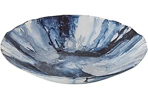 Anton Studio Designs - Abstract Blue Bowl - Diameter 40 cm - Decorative Glass Bowl for Home and Holiday Decoration
