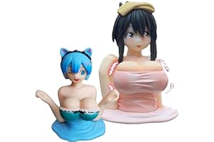 FUNMIX 2 Pieces Chest Shaking Ornaments, Interesting Anime Figure Model Statue Toy Home Car Desktop Decoration Ornaments Collection Gifts for Decor