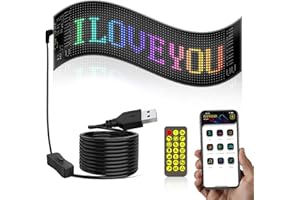 INCREFUNHOME 59.5 Cemtimeter Flexible LED Matrix Panel with Remote Control, USB Powered, Smartphone APP Control, Programmable LED Sign Light, Perfect on Car Windows, Business Area Advertising (12cm*59.5cm)