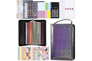 Creperture Planificateur Budgétaire Multifonction A6 Classeur à Anneaux Agenda budgétaire pour Remplir Les Espèces, Enveloppes, Sac à Fermeture éclair pour Séparer l'argent et économiser de l'argent