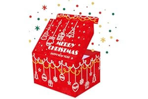 FETTIPOP Boîte Cadeau Noël Explosion Confettis (Merry Christmas), Surprise Originale Vide Premium, Pop up Box Drôle et Unique pour Noël, Coffret Cadeau Festif - 18,5 x 14 x 11 cm