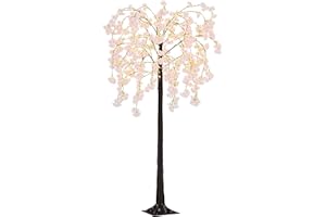 HOMCOM 6ft Cherry Blossom Tree Light with 450 Warm White LED Lights, Artificial Tree for Indoor, Party, Wedding, Christmas, Home Decoration, Pink
