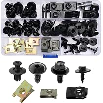 Lot De 150 Clips En U Métal ECSiNG - 11 Tailles, Pour Fixation Panneau Auto, Garniture, Pare-chocs - Rivets à Ressort, Boîte De Rangement - 7