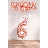 6 Digit Rose Gold Foil Balloon, King Crown And Confetti Rose Gold Balloon