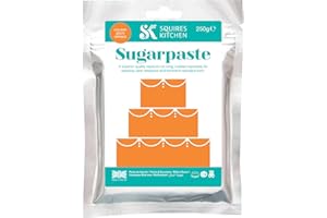 Squires Kitchen Zesty Orange Ready To Roll Sugarpaste Icing for Decorating Cakes, Cupcakes and Cookies, Premium Quality Rolled Fondant - 250g