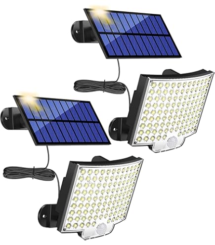 Lampen Op Zonne-energie Voor Buiten, MPJ 56 Led Zonnelamp Voor Buiten Met Bewegingsmelder Ip65 Waterdicht 120 Verlichtingshoek Zonne Wandlamp Voor Tuin Met 165ft Kabel