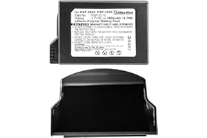 Akku-King Akku kompatibel mit Sony PSP-S110 - Li-Polymer 1800mAh - mit Akkudeckel - schwarz - für Playstation Portable Lite, Slim, PSP 2th, PSP-2000, PS