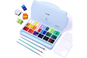 ARTFLY HIMI Gouache Farben Set, 36 Farben x 12 ml, Twin-Jelly-Cup-Design mit 3 Pinseln und einer Palette in einer Tragetasche, Perfekt für Künstler, Studenten, Gouache Undurchsichtige Aquarellmalerei
