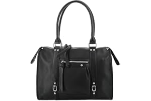 flora & co Sac à Main Femme Multipoches En Bandoulière - Sac Porté Épaule Travail Cours - Similicuir Grainé Souple Taille M ou L - Léger Multifonction