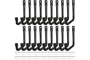 AKOLAFE 20 Stück Wandhaken Garage Schwarz 120x 90 mm Garage Leiterhaken Schwerlast 20kg Robust Wandhaken zum Schrauben Einhängende J Haken für Leiter, klappstuhl, Fahrrad