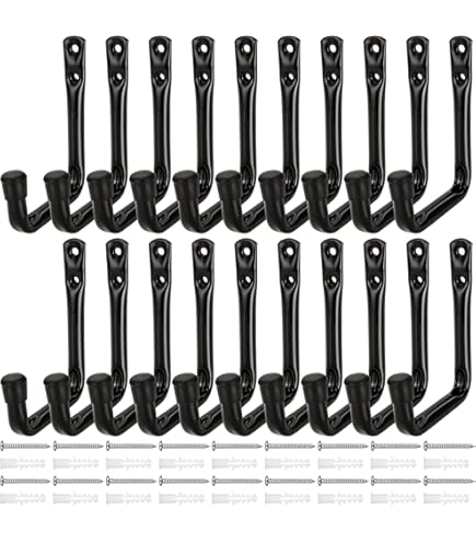 Crochet Suspension Crochet Vis VIDETOL 20 Pièces Crochet Mural En J, 12 X 4,5 X 9 Cm Crochet Mural A Visser, Noir Crochets Muraux Pour Outils, Garage, Cave Crochet Garage Crochets à Visser