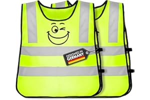 ‎FREEMIND freemind Kinderwarnweste - Reflektorweste für Kinder - atmungsaktive Warnweste - Sicherheitsweste - 360 Grad Sichtbarkeit - Signalweste für Jungs und Mädchen 2-6 Jahre neon gelb (1 Stück)
