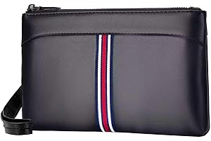 Eshow Pochette Uomo, Borsello a Mano in Pelle Sintetica, Borsa da Polso Nero Grande Capacità para Lavoro Viaggio Ufficio