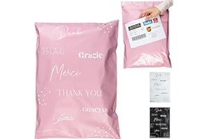 EMBALLAX 50 Emballage Colis Vinted avec Bordereau - Taille L 40x30cm - 100% OPAQUE/ULTRA-RÉSISTANT/IMPERMÉABLE - Enveloppe d’Expédition Plastique - Vetement & Carton - Pochette d'Envoi Postal - Sac Merci