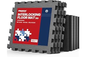 PROIRON Gym Floor Mats 1cm/2cm Thick, Foam Exercise Mats, Heavy Duty Interlocking Floor Tiles, Gym Flooring Puzzle EVA Rubber Mats for Garage, Home Workout, Fitness Equipment, Swimming Pool,Kids Play