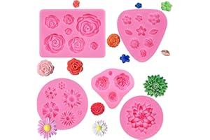 XINGRUN Stampo Silicone Fiori Rose - Stampo Fiore Silicone per Pasta di Zucchero e Candele (5 pezzi)