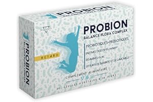 BALANCE FEEL YOUR SELF PROBION® | Probiotique Flore Intestinale | Ferments Lactiques | 40 milliards CFU | + Enzi-Mix™ Enzymes Digestives + Vitamines + Bambou et Camomille pour éliminer les gaz intestinaux | 30 CPS Retard