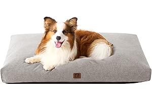 EHEYCIGA Shredded Memory Foam Extra Large Dog Bed Washable, Orthopedic Dog Beds XL Dog Mattress for Crate Bed, Pet Bed Dog Pillow with Removable Cover, Grey, 112x81x11.5cm
