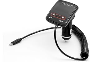 Technaxx FMT700 nadajnik FM z funkcją ładowania/odtwarzania muzyki – obsługuje 4 ustawienia częstotliwości FM z funkcją wyświetlania informacji o utworze (RDS)