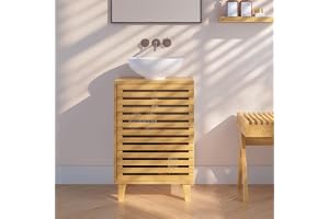 En.casa] Tvättställsskåp Iveland badrumsskåp badrumsskåp tvättställsunderskåp med 1 dörr och 2 förvaringsfack 60 x 40 x 30 cm bambu