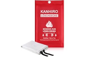 kanhiro Löschdecke Küche Feuerlöschdecke - 1m x 1m Glasfaser Brandschutzdecke DIN EN 1869:2019 Retardant Decken für versehentliches Sicherheitsdesign für Küche, Kamin, Grill, Auto, Camping