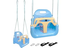 KINSPORY Toddler Swing 3-in-1, Kid Swing Seat for Kid, Baby Swing for Garden Home Playground Indoor Outdoor (Light Blue)