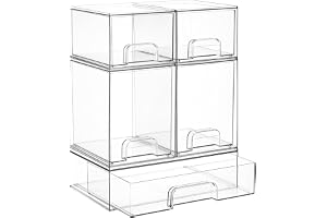 Vtopmart stapelbara lådor med 5-30 cm bredd och 12 cm höga genomskinliga fack för smink, kosmetika och skönhetsartiklar, perf