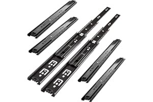 LOLYSIC 3 Paar Schubladenschienen Schwarz, 400 mm Schubladenführungen, 45 kg Belastbarkeit, 3-Fach Gefaltet, Klappbarer Kugelgelagerter Vollauszug, Seitliche Montage, Schubladenauszüge für Schubladen