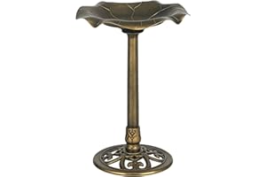 Outsunny Bain d'oiseaux Abreuvoir, mangeoire pour Oiseaux Bassin Forme Feuille de Lotus, dim. Ø 50 x 71H cm polypropylène Bronze Antique