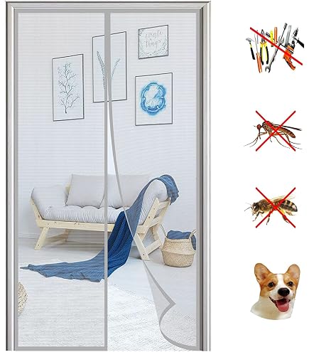 Zanzariera Magnetica Per Porte 155x245 Cm – Chiusura Automatica, Senza Fori, Bianca, Impedisce L'ingresso Di Insetti