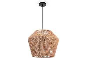 ‎PACO HOME Paco Home Hängelampe Bambus Wohnzimmer Pendelleuchte Rattan Esstisch Esszimmer Lampe E27 Hängeleuchte Papier Boho, Farbe:Natur (Ø33cm), Leuchtenart/Farbe:Pendelleuchte - Schwarz