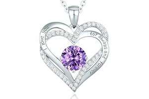 CDE Kette Damen 925 Sterling Silber Rosegold Forever Love Herz Geburtsstein Anhänger Halskette für Frauen Schmuck Geburtstags Geschenk für Sie Freundin Weihnachten Valentinstag Muttertags