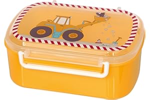 SIGIKID 25267 Brotzeitdose Bodo Bagger, BPA-frei, sicher, leicht, mit Bügelverschluss, Lunchbox mit Einsatz - für Brotzeit, Frühstück, Kindergarten, für Kinder ab 2 Jahren, Gelb/ Bodo Bagger 17x11x7cm