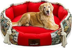 DEVANO – Washable L Luxury Dog/Cat Bed Mattress, Waterproof, Super Soft, Durable, 4 Colours, Oxford Fabric, Puppy Bed, Raised, Anti-slip, Pet Bed Pillow, Lightweight (Red)