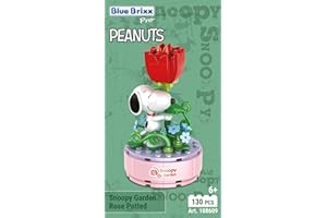 BlueBrixx Pro 108609 – Snoopy Garten „Rose im Topf“ aus Klemmbausteinen mit 130 Bauelementen