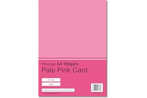 PRESTIGE SALES ONLINE Prestige A4 160gsm Coloured Card Printing Inkjet Laser Craft Card - 50 Sheets per Pack - 20 Colours (Pale Pink)