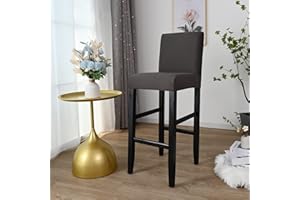 QELUS Barhocker Bezüge,2 Stück Stretch Abnehmbar EsszimmerstuhlbezügeBarhocker Bezug, waschbarer Stuhl-Schonbezug für Esszimmer, Küche (2 Stück Dunkelgrau)