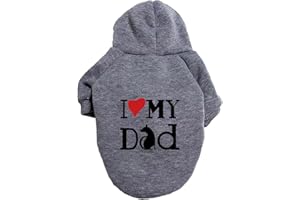 JAXICH Dog Sweater Pet Jacket Pet Dog Classic Knitwear Sweater Warm Winter Coat Pet Fleece Sweatshirt Jumper Sweater Jacket for Dogs, I LOVE MY DAD/MOM, S-9XL