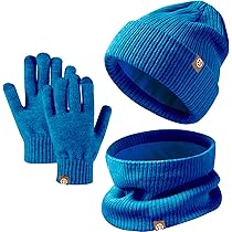 Kinderwintermuts, sjaal en handschoenenset, warme thermische gebreide beaniemuts, colsjaal nekwarmer, touchscreen wanten met zachte fleece voering