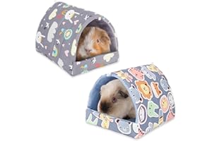 UPINS Paquete de 2 camas para cobayas, escondite lavable, accesorios de jaula de animales pequeños, color azul cielo para conejos enanos, chinchillas, hámsteres, erizos, hurones, dragones barbudos y
