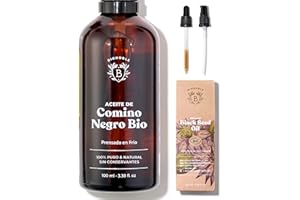 Bionoble Aceite de Comino Negro Orgánico 100ml - Botella de Vidrio + Pipeta + Bomba - 100% Puro y Prensado en Frío - Piel, Cabello y Uñas - Organic Black Seed Oil - Aceite Vegetal Nigella Sativa
