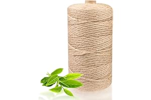 Magrimaxio ficelle jute, corde chanvre fine, fil de jute jardin, rouleaux de ficelle de jute naturelle, pour Le Jardinage, Bricolage, activités manuelles, Décoration et Cadeau emballages, (2mm/200 M)
