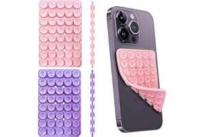 CINSERSR 2 PCS Ventosa Movil Doble Cara,Soporte de Silicona con Ventosa de Doble Cara,Soporte Para Funda de Telefono con Ventosa,Ventosas de Silicona Para Movil,Para Baño,Maquillaje,Selfie (Rosa,Morado)